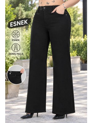 Normal Kesim Düz Paça Yüksek Bel Kadın Büyük Beden Kot Pantolon