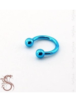 P385 Yarım Halka Piercing, Parlak Mavi Top Uçlu