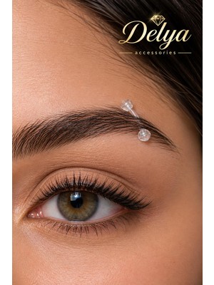Delya Accessories Kadın Antialerjik Bioplast Şeffaf Kaş Piercing 2 Adet