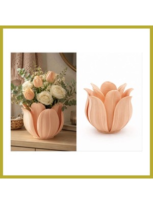 Bezos 3D Baskı Lotus Yapraklı Vazo - Dekoratif Çiçeklik-Turuncu Bcks