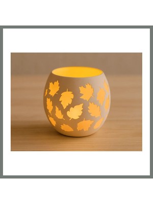Bezos 3D Baskı Yaprak Desenli Tealight Mumluk Sonbahar Yaprakları Kabartmalı Dekoratif Şamdan Masa Süsü Mmbz