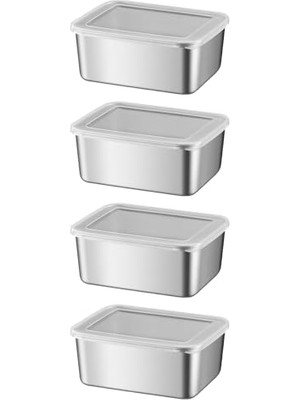 Odea 4 Adet 304 Çelik 550 ml Yemek Meyve Et Buzdolabı Beslenme Saklama Kabı MT107-4