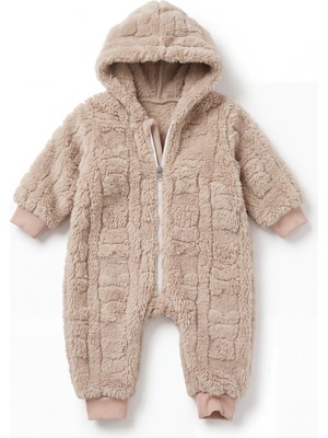 Pakel Welsoft Kapüşonlu Unisex Bebek Tulum 0-3 Ay 3-6 Ay 6-9 Ay 9-12 Ay Yenidoğan Bebek Tulum Patiksiz Kışlık Tulum