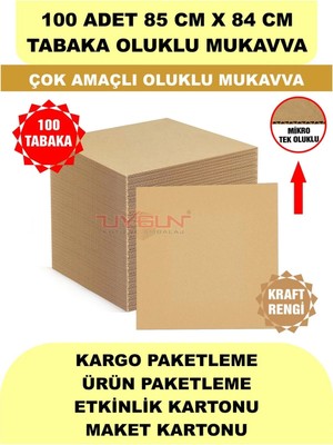 Uygun Kutu ve Ambalaj 100 Adet 85CM x 84CM Baskısız Tabaka Oluklu Mukavva, Çocuk Etkinlik Kartonu, Maket Kartonu, Kargo Kartonu