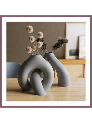 Bezos 3D Baskı Interlocking Vazo - Iç Içe Geçen Dekoratif Vazo-Gri Bzss