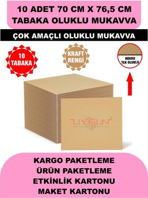 Uygun Kutu ve Ambalaj 10 Adet 70CM x 76.5cm Baskısız Tabaka Oluklu Mukavva, Çocuk Etkinlik Kartonu, Maket Kartonu, Kargo Kartonu