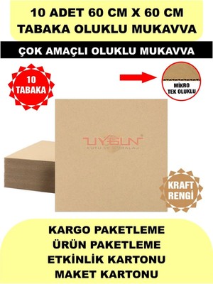 Uygun Kutu ve Ambalaj 10 Adet 60CM x 60CM Baskısız Tabaka Oluklu Mukavva, Çocuk Etkinlik Kartonu, Maket Kartonu, Kargo Kartonu