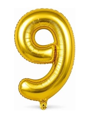 Busstier 34 Inç Rakam Folyo Balon, Gold, Doğum Günü, Yıl Dönümü ve Özel Gün Parti Süsü, 1 Adet, 9
