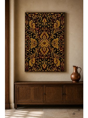Bindallı Işleme — Altın Dallı Saray Tekstili — 30×40 cm Kanvas Tablo