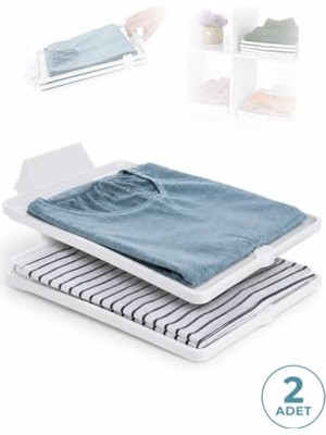 2'li T-Shirt Düzenleyici Set Tişört Düzenleyici Organizer Dolap Çekmece Raf Içi Dışı Kıyafet Giysi Düzenleme Çok Fonksiyonel Çok Amaçlı