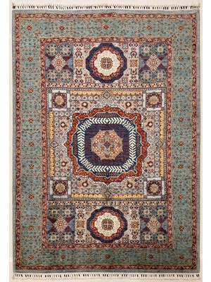 El Dokuma Afgan Halı Memlook Desenli Kök Boya  154 x 196  cm