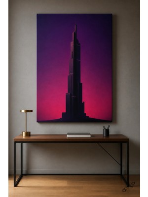 Fütüristik Kule Silüeti — Grafik Poster — 30×40 cm Kanvas Tablo