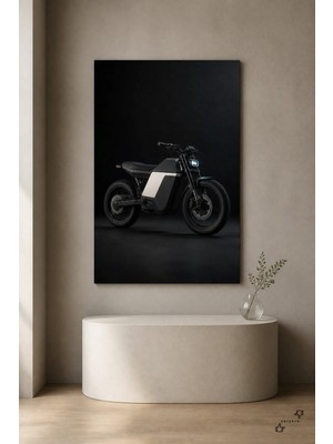 Elektrikli Modern Motosiklet — Minimalist Stüdyo — 30×40 cm Kanvas Tablo