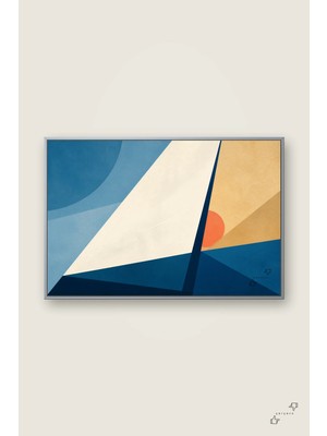 Yelken Detayı — Grafik Soyutlama — 30×40 cm — Gümüş Metal Çerçeveli Kanvas Tablo