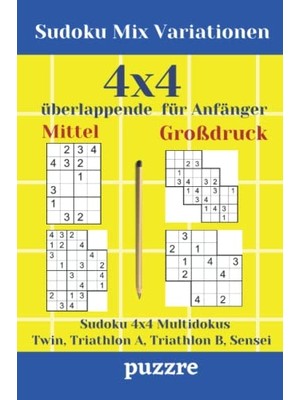 Sudoku Karışık Varyasyonlar 4x4, Çözümlü Almanca Bulmaca Kitabı