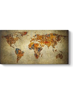 Eskitme Dünya Haritası Tablosu 120 x 60