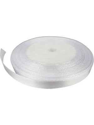 Saten Kurdele Ince 6 mm - 10 Metre, Beyaz Kurdale Beyaz