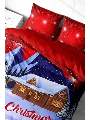 Yılbaşı Süsü Merry Christmas Çift Kişilik 3D Nevresim Takımı Pamuk Saten, MONOHOME1207