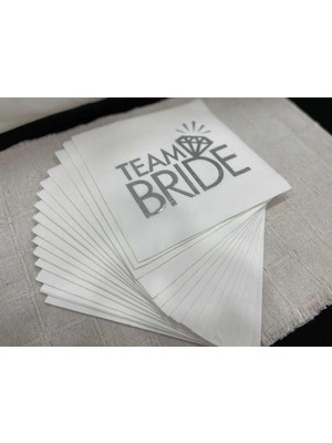 Bekarlığa Veda Team Bride Gümüş Varak Peçete 16 Adet