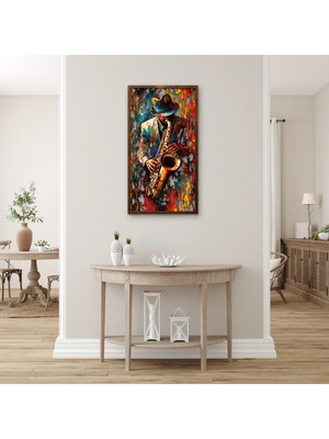 Steelartdec Renkli Saksofoncu Metal Tablo