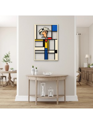 Steelartdec Mondrian Desenli Kovboy Metal Tablo