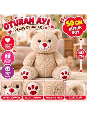 TeknoKapsül 50 cm Oturan Ayı Peluş Oyuncak
