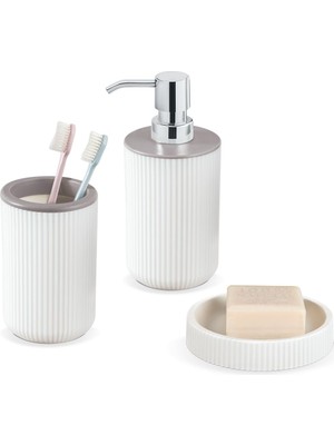 Myg Plus Martre Lautre 3'lü Banyo Seti - Soft Ekru