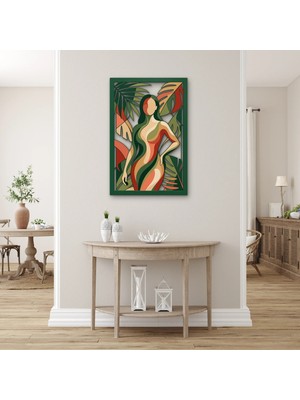 Steelartdec Art Deco Yapraklar Arasında Kadın Metal Tablo