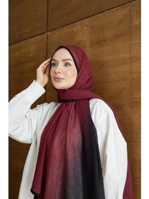 Arwella Müslin Degrade Modal Şal Bordo Siyah