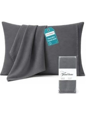 Die Grup Vionel Home Pamuklu 2'li Kapaklı Yastık Kılıfı 50X70 cm - Yumuşak ve Nefes Alabilir (Antrasit)