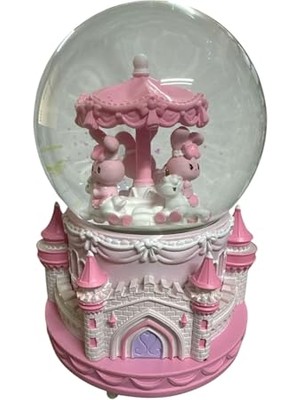 My Melody Atlı Karınca Pembe Müzikli Işıklı Püskürtmeli Dönen Büyük Boy Kar Küresi