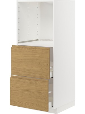 IKEA Meşe Ankastre Fırın Boy Dolabı 60X60X140 Cm, 2 Çekmeceli