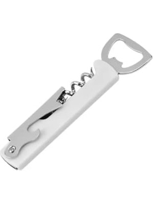 Açacak; Beyaz Metal Çok Fonksiyonlu Şişe ve Tirbuşon, 12 cm | 3’ü 1 Arada ve Dayanıklı Tasarım