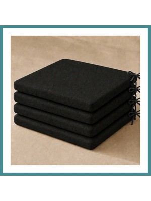 Bezos 4’lü Düz Bağcıklı Sandalye Minderi · 40 × 40 × 4 cm | Siyah | 40 × 40 × 4 cm · 4 Adet Mac