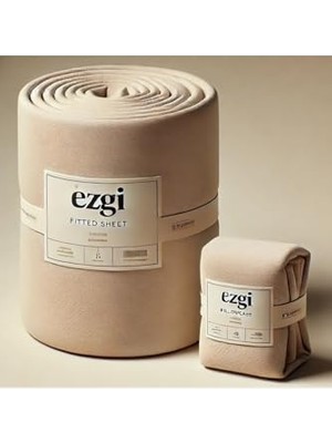 Tek Kişilik 120 X200 Bej Ranforce Lastikli Çarşaf ve Yastık Kılıfı, EZGISET120