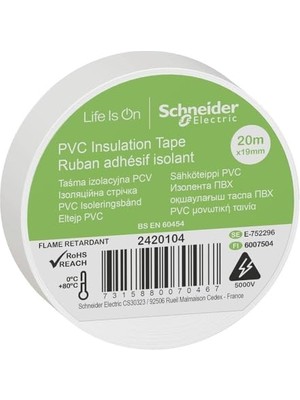 Cinta Acouante Yalıtım Bandı, 19 mm x 20 M, Blanco, 2420104