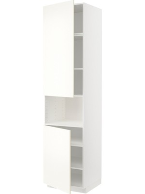 IKEA Beyaz Ankastre Mikrodalga Fırın Boy Dolabı 60X60X240 Cm, 2 Kapaklı, Raflı