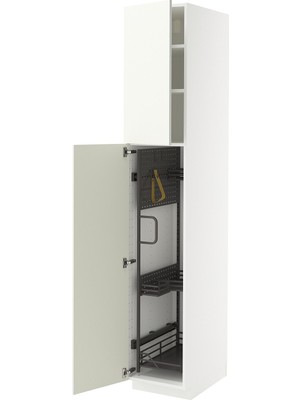 IKEA Beyaz Temizlik Dolabı 40X60X220 Cm, 2 Kapaklı, Raflı