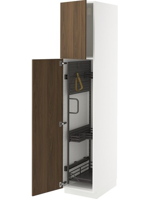 IKEA Ceviz Temizlik Dolabı 40X60X200 Cm, 2 Kapaklı