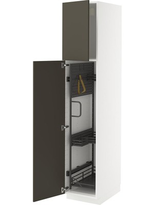 IKEA Kahverengi-Bej Temizlik Dolabı 40X60X200 Cm, 2 Kapaklı