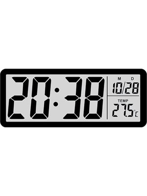 LCD Dijital Duvar Saati 20X8 cm – USB & Pilli, Saat Tarih Sıcaklık Gösterimli, Modern Tasarım, Masaüstü & Duvar Kullanımı