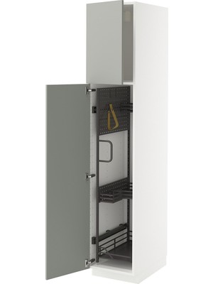 IKEA Açık Gri Temizlik Dolabı 40X60X200 Cm, 2 Kapaklı