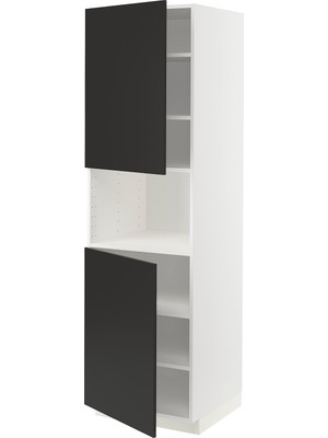 IKEA Antrasit Ankastre Mikrodalga Fırın Boy Dolabı 60X60X200 Cm, 2 Kapaklı, Raflı