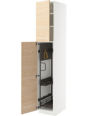 IKEA Açık Dişbudak Temizlik Dolabı 40X60X220 Cm, 2 Kapaklı, Raflı