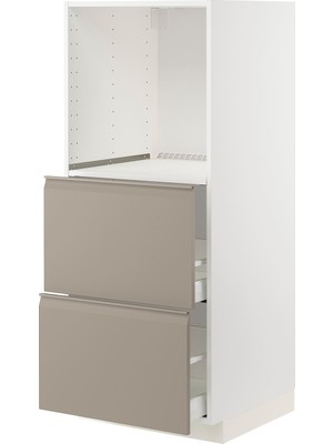 IKEA Koyu Bej Ankastre Fırın Boy Dolabı 60X60X140 Cm, 2 Çekmeceli