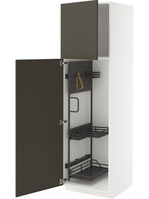 IKEA Kahverengi-Bej Temizlik Dolabı 60X60X200 Cm, 2 Kapaklı