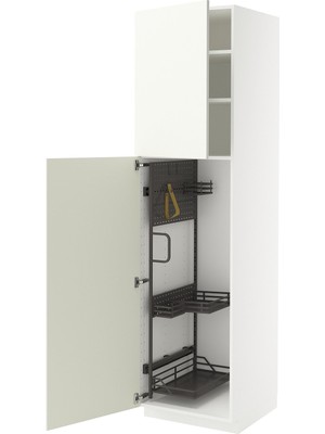 IKEA Beyaz Temizlik Dolabı 60X60X220 Cm, 2 Kapaklı, Raflı