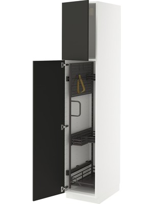 IKEA Antrasit Temizlik Dolabı 40X60X200 Cm, 2 Kapaklı
