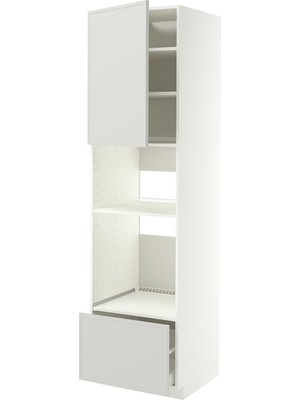 IKEA Açık Gri Ankastre Fırın ve Mikrodalga Boy Dolabı 60X60X220 Cm, Tek Kapaklı, 1 Çekmeceli, Raflı
