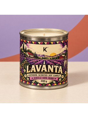 Kafna Lavanta Kokulu | Dekoratif Teneke Mum - %100 Soya Wax |200GR